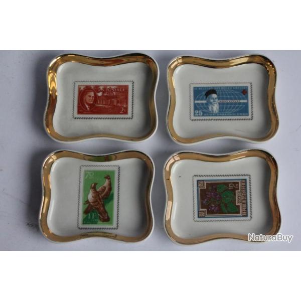 Vide-poches porcelaine Limoges Timbres Philatlie