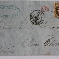 Pli marque postale France empire lauré 30c 1967 oblitération 2145 Lyon