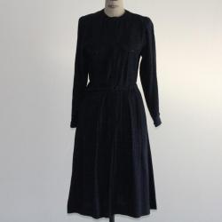 CACHAREL Robe bleue marine à pois vintage T40