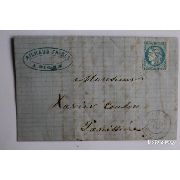 Pli marque postale France Crs sige de Paris 20c 1871