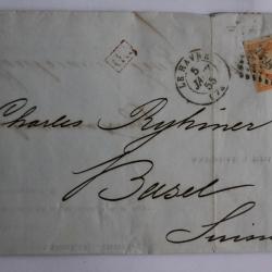 Pli marque postale France Napoléon III second empire 40c 1855