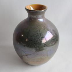 Vase verre d'art émaillé argent Japon Kamei silver glass art