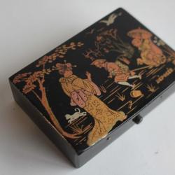 Boîte à timbres papier mâché laqué Japon Napoléon III