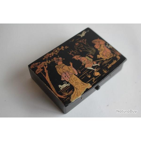 Bote  timbres papier mch laqu Japon Napolon III