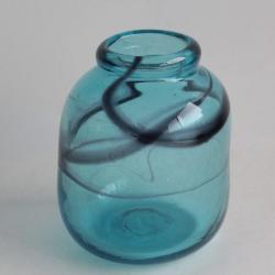 Vase verre soufflé bleu Pierrot 1980