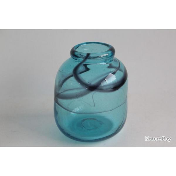 Vase verre souffl bleu Pierrot 1980