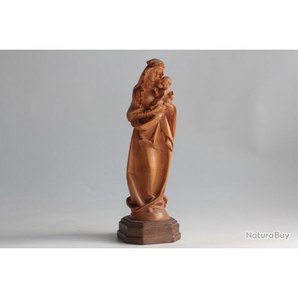 Ancienne Vierge  l'enfant en bois sculpt