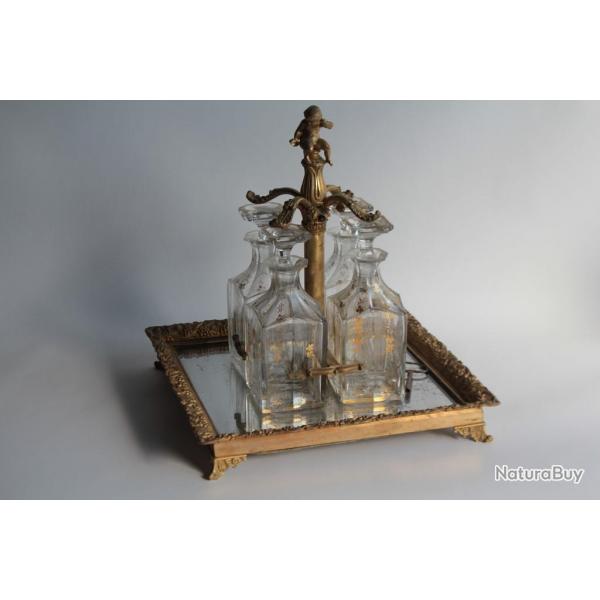 Cave  liqueur bronze dor Putti Vignes Napolon III