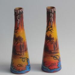 Paire petit vase émaillé Clio