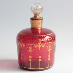Flacon à parfum verre rubis émaillé Napoléon III