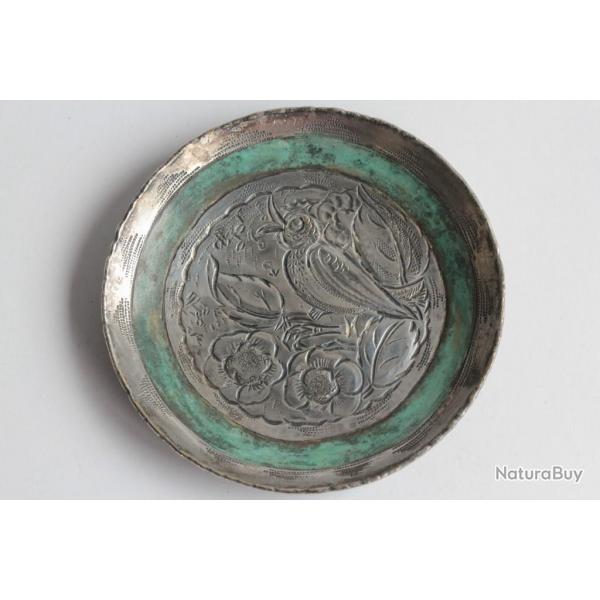 Coupelle dinanderie LOYS Lucha Oiseau Art dco