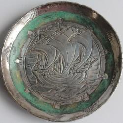 Coupelle dinanderie LOYS Lucha Bateau Art déco