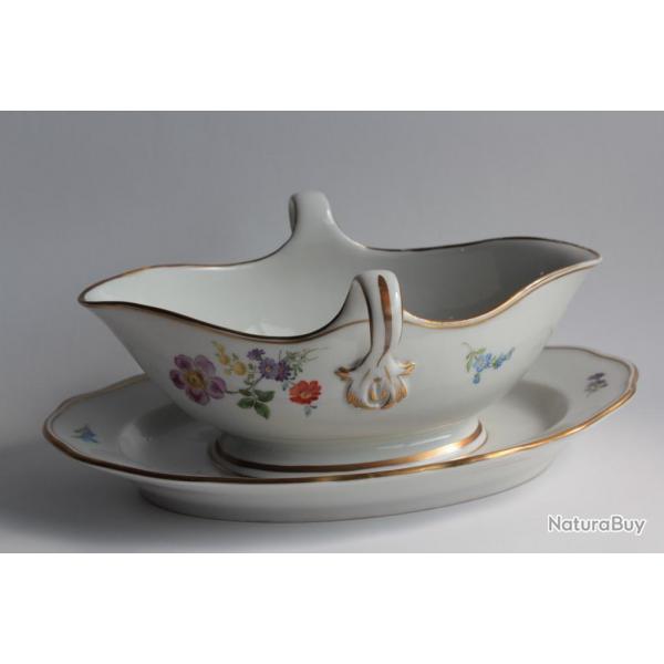 MEISSEN Saucire porcelaine Fleurs XIXe sicle