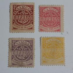 Timbres Samoa poste locale 1877 two pence et n°3-5-6