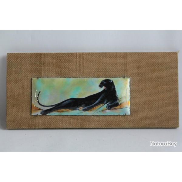 Plaque maux de Limoges Panthre noire A. Betourn