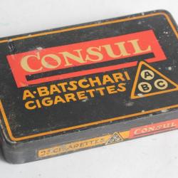 Boîte à Cigarettes tôle A. Batschari Consul Berne Suisse