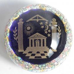 Presse-papier sulfure Franc-maçon millefiori Masonic Paperweight
