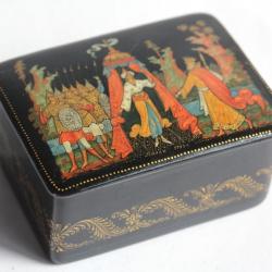 Boîte laquée Russe Palekh Golden Cockrel Olga Kolygina 1993