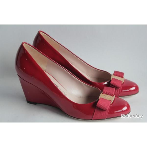 Escarpins compenss Salvatore FERRAGAMO Flo rouge T37,5