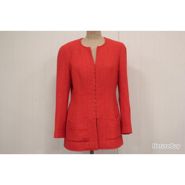 CHANEL Boutique Veste laine rouge vintage Femme T44