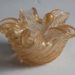 Murano Cendrier et écrase cigare verre poudre d'or Barovier Toso