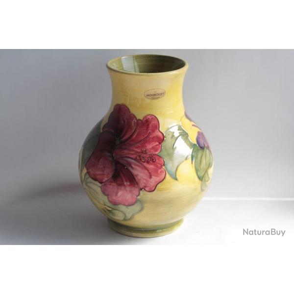 MOORCROFT Vase cramique Hibiscus Angleterre