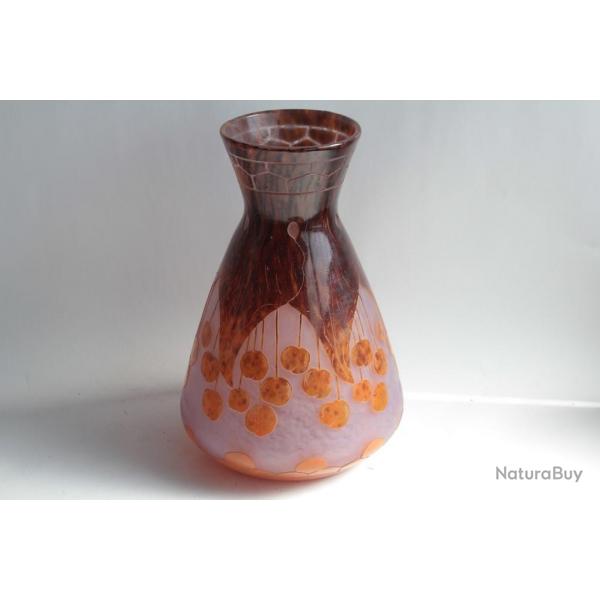 Charles SCHNEIDER Le verre Franais Vase aux Cerises Art dco