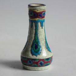 LONGWY Petit Vase émaux Plume de Paon