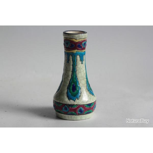 LONGWY Petit Vase maux Plume de Paon