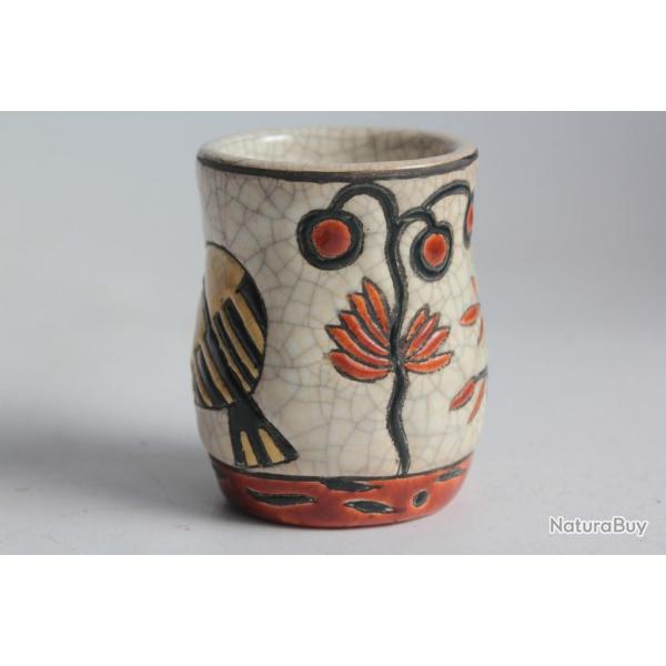 LONGWY & PRIMAVERA Petit Vase maux Art dco