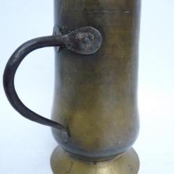 Ancienne Chope à bière Laiton Cuivre Antiquité Alcool