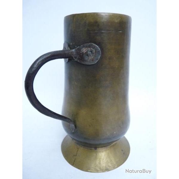 Ancienne Chope  bire Laiton Cuivre Antiquit Alcool