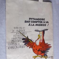 Ancien Sac papier illustré publicitaire publicité DERIB Pythagore