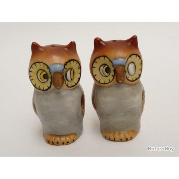 Paire de salires porcelaine hibou Art de la table