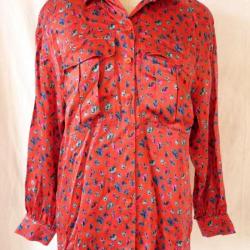 ESCADA Chemisier soie vintage Fleurs rouge