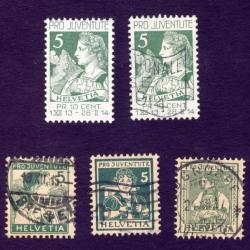 Ensemble Timbres Suisse Pro Juventute 1913 - 1917 oblitéré et N*