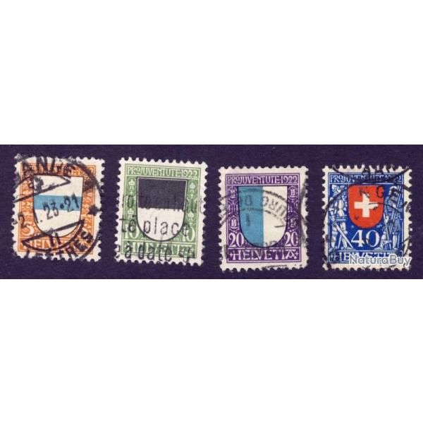Timbres Suisse Pro Juventute Srie 1922 oblitr J21-J24