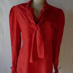Pierre BALMAIN Blouse à lavallière rouge mode vintage T 38