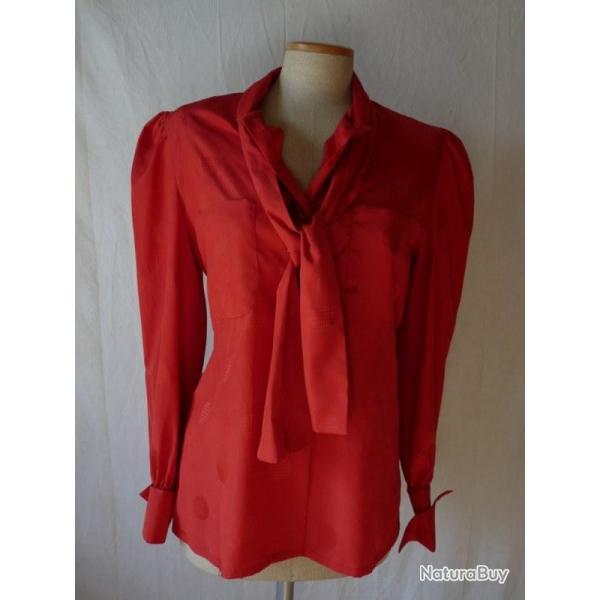 Pierre BALMAIN Blouse  lavallire rouge mode vintage T 38