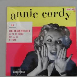 Disque Vinyl 45 tours Annie CORDY Tout ce que veut Lola ESRF 1127