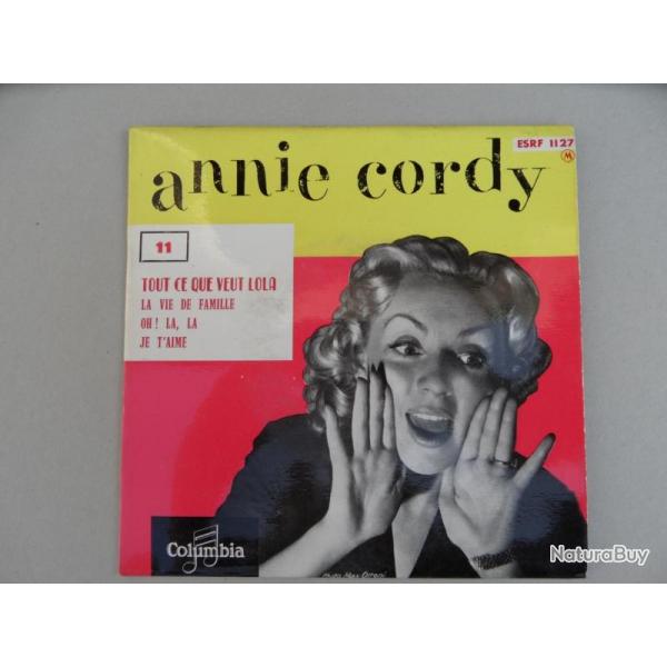 Disque Vinyl 45 tours Annie CORDY Tout ce que veut Lola ESRF 1127