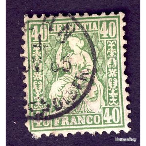 Timbre Suisse Helvtie Assise Dent Papier Blanc Znr 34 oblitr