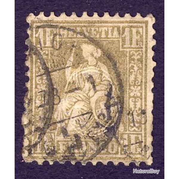 Timbre Suisse Helvtie Assise Dent Papier Blanc Znr 36 oblitr