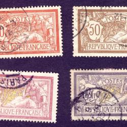 Timbres France Type Merson 1900 Yv 119 - 122 oblitéré