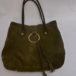 Sac à main CAR SHOE daim vert bronze