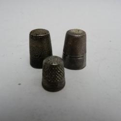 Dés à coudre (3) argent et enfant couture broderie