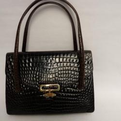 Sac a main Crocodile marron Vintage