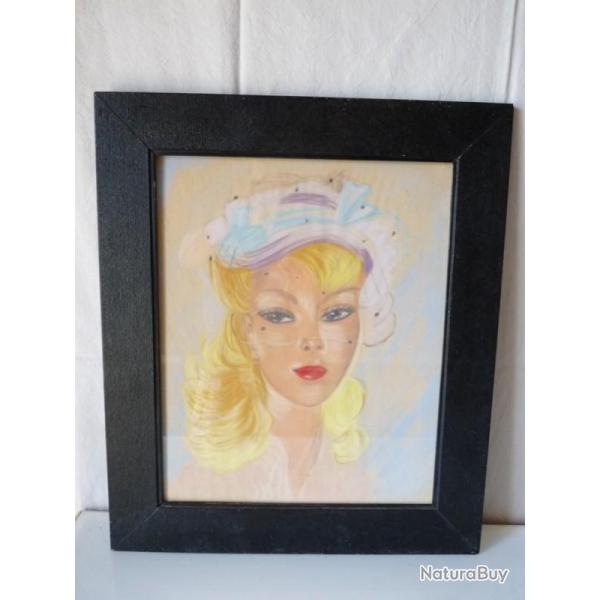 Jolie Pastel Pin-up femme au chapeau