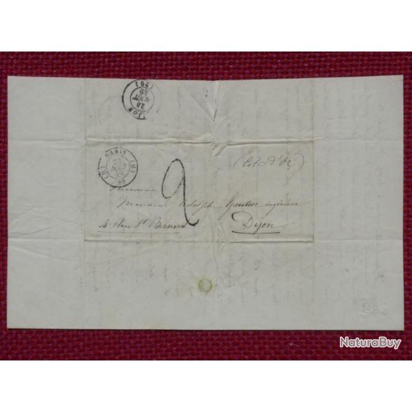 Pli Marque Postale France Paris 1849 Dijon