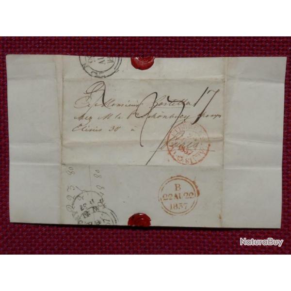 Pli Marque Postale France Paris 1837 Suisse Valais